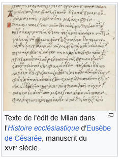 Texte de l'�dit de Milan dans l'Histoire eccl�siastique d'Eus�be de C�sar�e, manuscrit du XVIe si�cle.